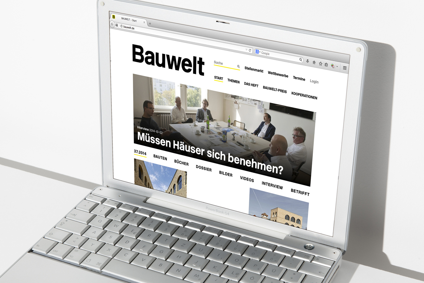 The new Bauwelt website, landing page.